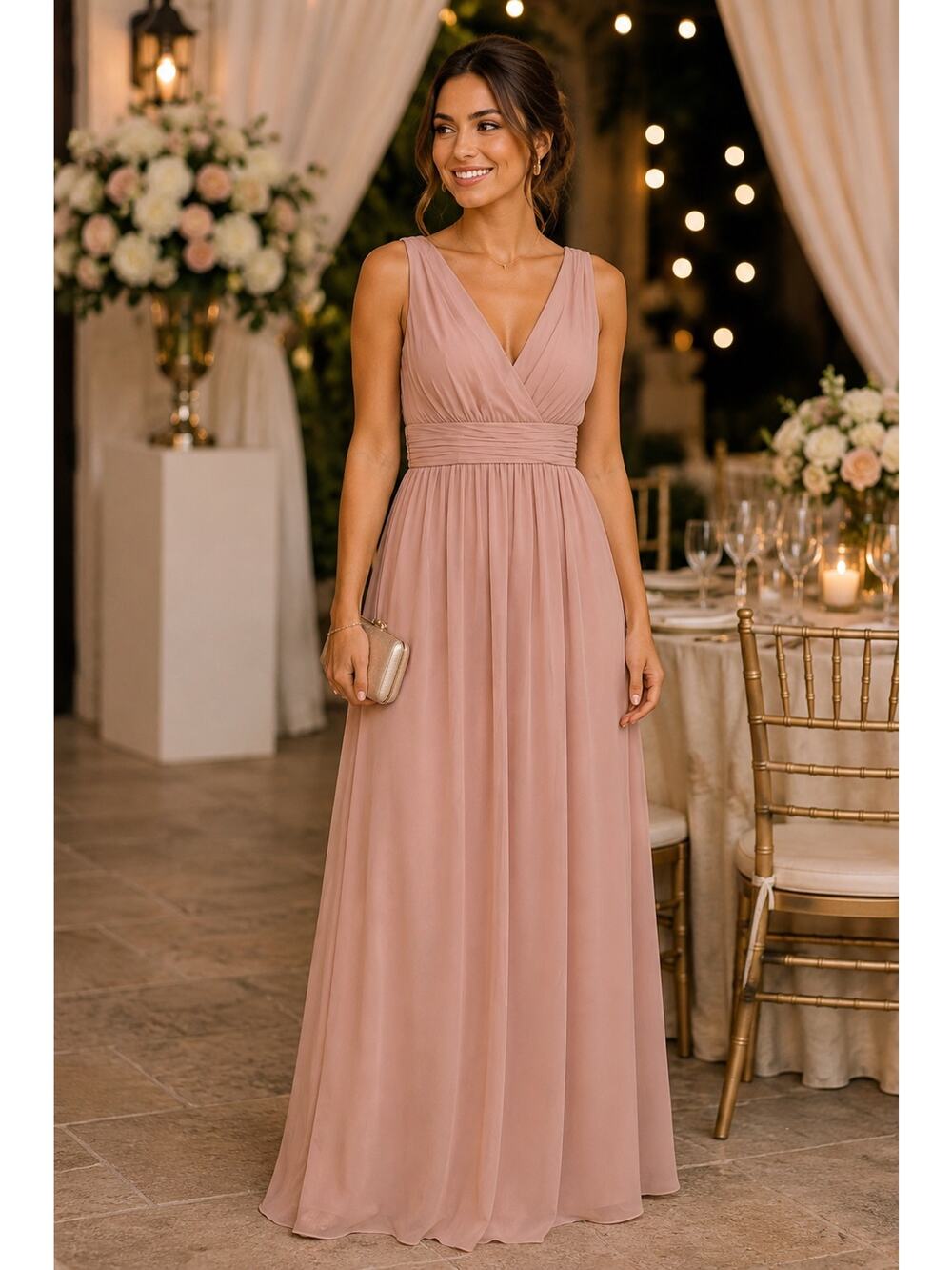 Lulus Blush Pink Empire Waist Maxi Dress NWT Sleeveless Formal Gown Medium